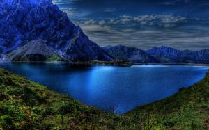 Blue Mountains Around A Lake Hdr wallpaper thumb