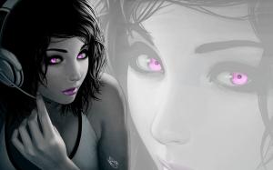 Anime Girls, Purple Eyes, Headphone wallpaper thumb
