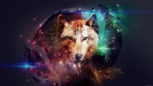 Multicolor magic wolf head wallpaper thumb