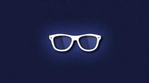 Hipster, Glasses, Minimalism, Blue Background wallpaper thumb