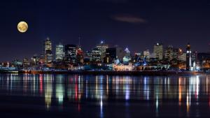 City, Cityscape, Montreal, Canada, Night, View, Lights, River, Architecture, Reflection wallpaper thumb