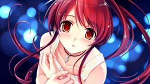 Red hair anime girl, big eyes wallpaper thumb