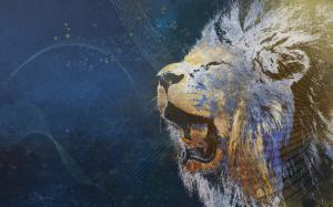 Lion Abstract Blue HD wallpaper thumb