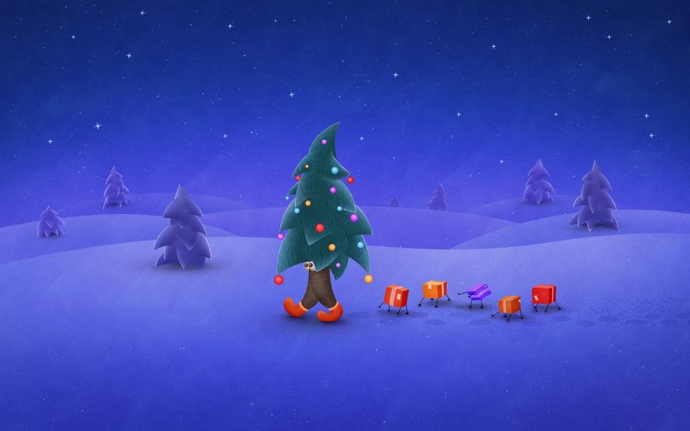 Funny Christmas Tree wallpaper,lights HD wallpaper,snow HD wallpaper,drawing HD wallpaper,1920x1200 wallpaper