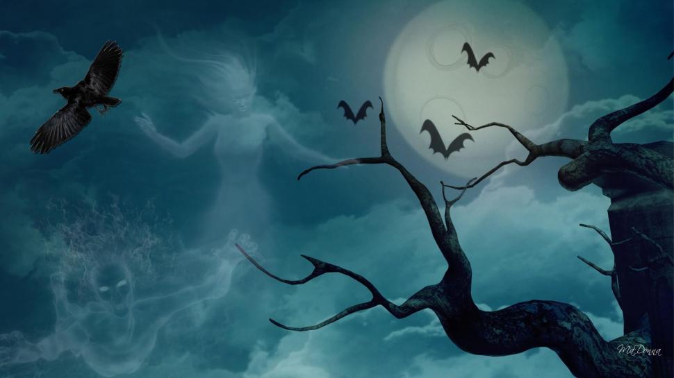 Haunting The Night Sky wallpaper,ghastly HD wallpaper,uncanny HD wallpaper,raven HD wallpaper,spectral HD wallpaper,haunting HD wallpaper,halloween HD wallpaper,horrifying HD wallpaper,terrifying HD wallpaper,ghoulish HD wallpaper,puzzling HD wallpaper,1920x1080 wallpaper