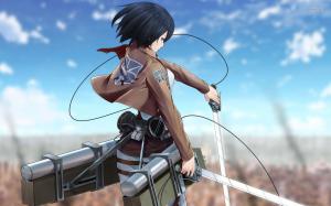 Attack on Titan Anime Sword Mickasa Ackerman HD wallpaper thumb