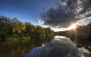 Australia, National Park, forest, trees, river, sunset wallpaper thumb