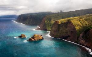 Nature, Landscape, Coast, Cliff, Island, Sea, Kauai, Aerial View wallpaper thumb