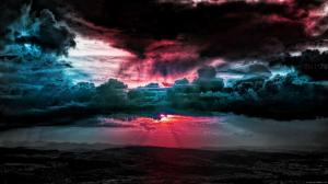 Pink sunset behind the cloud wallpaper thumb