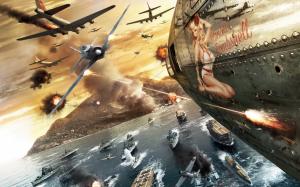 WWII World War Battle Airplane Plane Battleships Battlestations HD wallpaper thumb