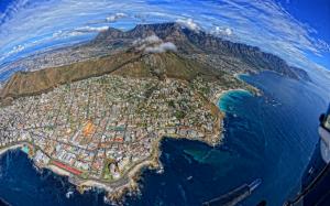 Cape Town South Africa Buildings Mountains Aerial Coast HD wallpaper thumb