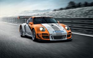 Porsche GT3R Motion Blur HD wallpaper thumb