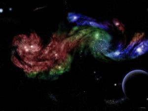 colourful nebula cosmic Cosmos Galactic Galaxy planet stardust stars starstuff universe HD wallpaper thumb