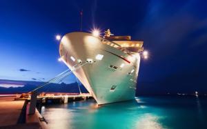Cruise Ship in Dock Night wallpaper thumb