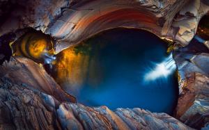 Landscape, Nature, Canyon, Waterfall, Erosion, Water, Colorful, Blue, Gold, Australia wallpaper thumb