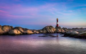 Lighthouse Rocks Stones Ocean HD wallpaper thumb