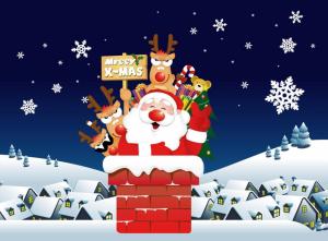 santa claus, reindeer, pipe, gifts, night, home, christmas wallpaper thumb