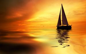 Sunset Boat On The Sea wallpaper thumb