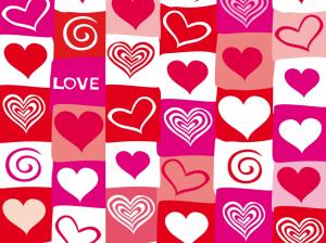 Red and purple love hearts, vector design wallpaper thumb
