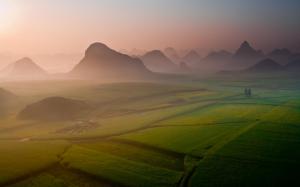 Morning Mist On Fields In China wallpaper thumb