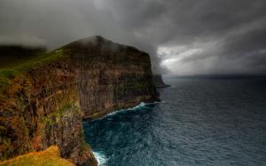 Nature, Landscape, Clouds, Storm, Cliff, Sea, Coast, Faroe Islands wallpaper thumb
