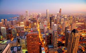 Chicago city at dawn wallpaper thumb