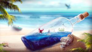 Beach, bottle, ocean wallpaper thumb