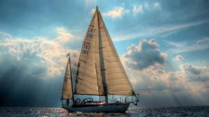 Superb Sailboat At Sea Hdr wallpaper thumb