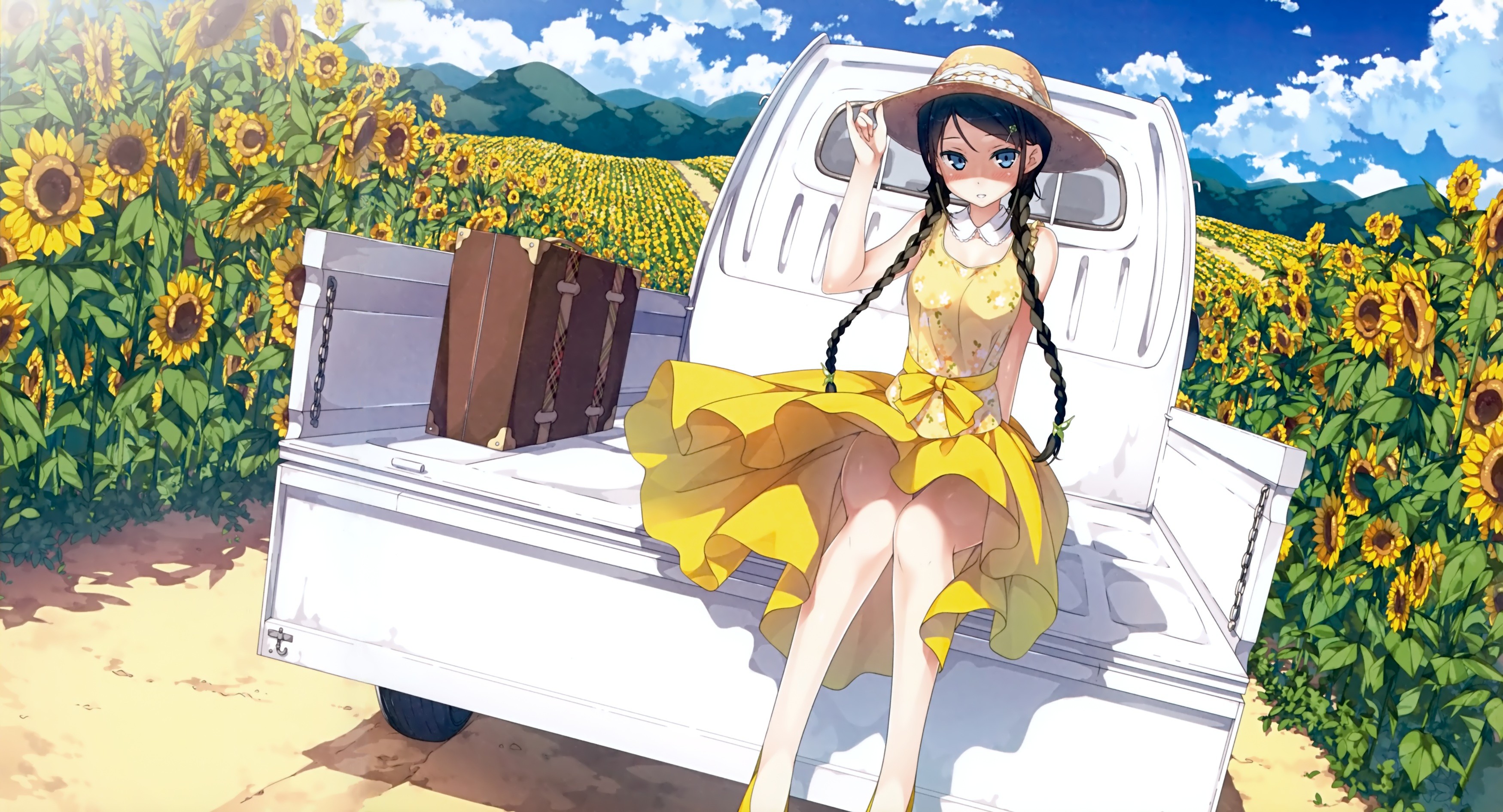 Anime Girls Sunflowers Miyaguchi Hiromi Kantoku Afterschool Of Images, Photos, Reviews
