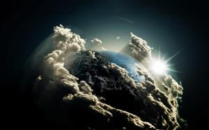 Earth, clouds, sun, universe wallpaper thumb