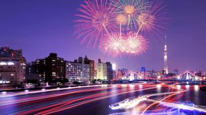 Tokyo, Sumida river, fireworks wallpaper thumb