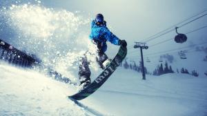 Winter, snowboard sports, thick snow wallpaper thumb