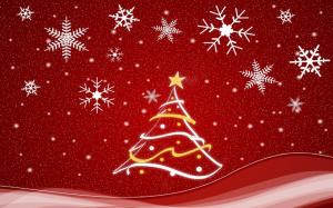 Red Abstract Christmas Tree Stras Lights Snowflakes wallpaper thumb