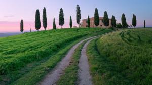 Tuscany, roads, houses, trees, green grass, landscape wallpaper thumb