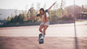 Woman, Model, Skateboarding, Brunette, Cool, Skills, Sport, Outdoors wallpaper thumb