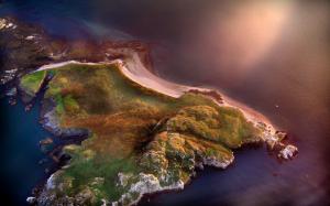 Aerial Island Coast Ocean HD wallpaper thumb