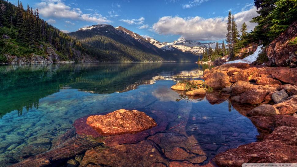 Mountain Lake With Clear Water wallpaper,mountain HD wallpaper,lake HD wallpaper,clear water HD wallpaper,rocks HD wallpaper,nature & landscapes HD wallpaper,1920x1080 wallpaper