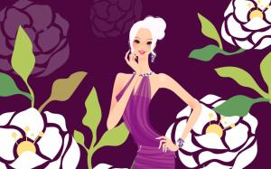 Purple dress fashion girl vector wallpaper thumb