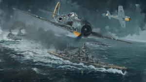 WWII World War Airplane Plane Drawing Battleship Fw 190 Channel Dash 1942 Operation Cerberus HD wallpaper thumb