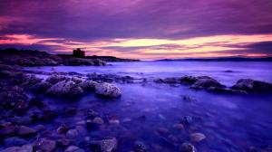 Rocks Stones Purple Ocean HD wallpaper thumb