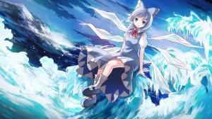 Anime girl smile, crystals, sea wallpaper thumb