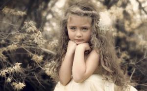 Beautiful cute girl, portrait, curls, flower wallpaper thumb