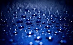 Water drops, dew, blue background wallpaper thumb