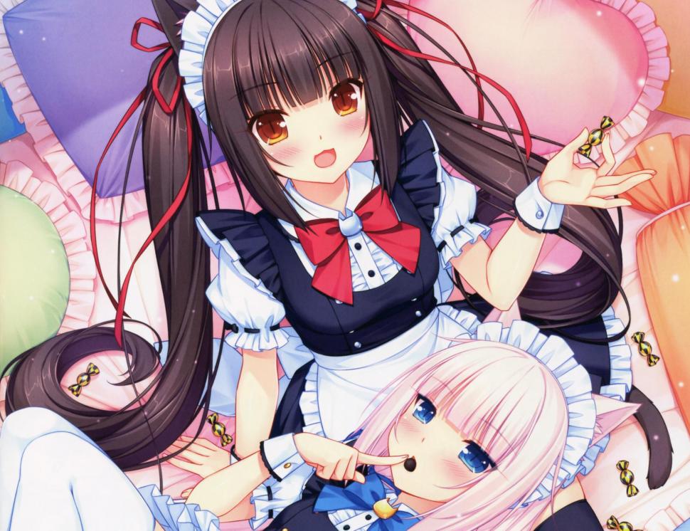 Anime Girls Neko Para Chocolat Vanilla Maid Outfit Wallpaper Anime Wallpaper Better