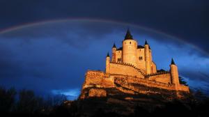Rainbow Over Castle On A Cliff wallpaper thumb