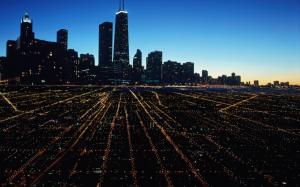 Architecture, Modern, Cityscape, City, Skyscraper, Street, Chicago, USA, Night, Lights, Light Trails wallpaper thumb