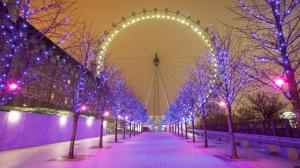 London Eye Purple Christmas Lights wallpaper thumb