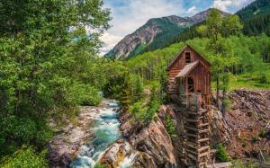 Colorado, water mill, river, forest, trees, mountains wallpaper thumb