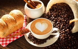 Cup, coffee, love heart, milk, cocoa wallpaper thumb