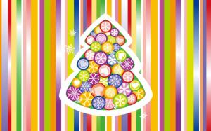Colorful vector Christmas tree wallpaper thumb